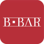 Logo B.BAR con sfondo rosso e testo bianco