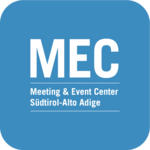 Logo MEC Meeting & Event Center Südtirol-Alto Adige su sfondo blu